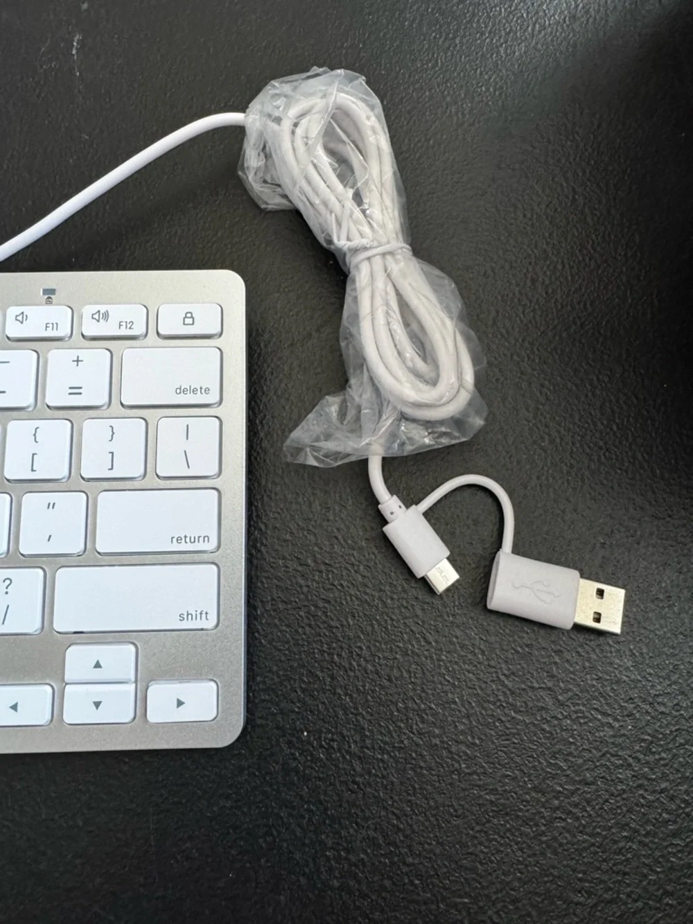Compact silver USB Wired Keyboard for Mac or PC